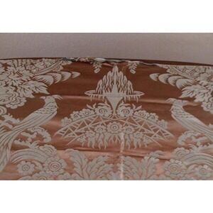 Vintage Tapestry Table Runner Gold Velvet Damask Art Deco Birds Satin Fabric